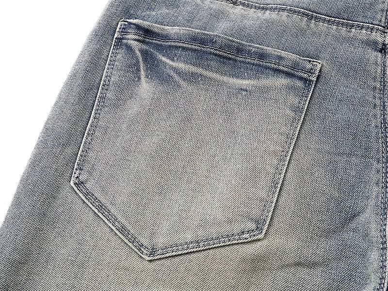 R+A Light Blue Embroidered Flared Jeans